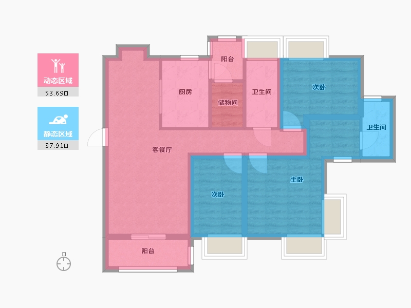 广东省-深圳市-润裕山景豪苑-80.13-户型库-动静分区