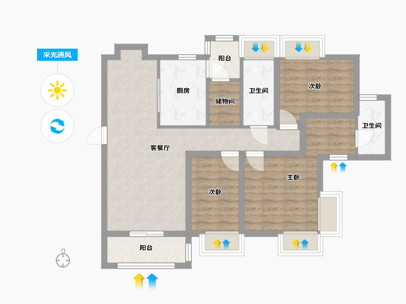 广东省-深圳市-润裕山景豪苑-80.13-户型库-采光通风