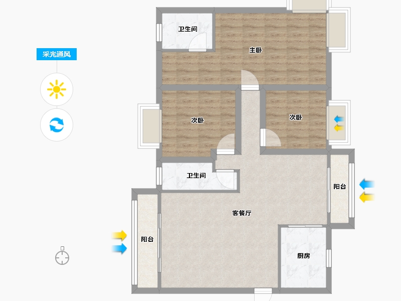 广东省-深圳市-香荔绿洲-90.17-户型库-采光通风