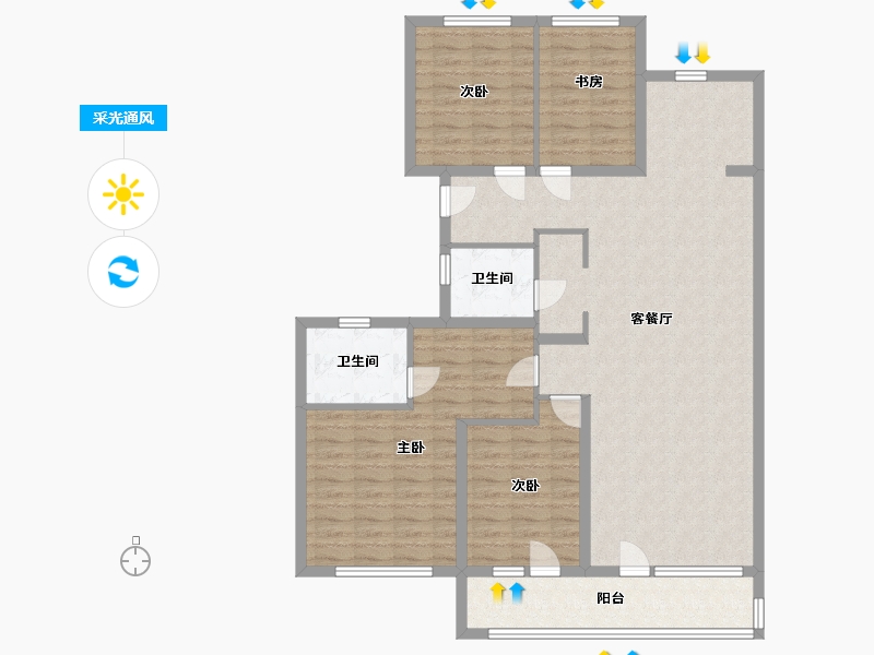 山东省-济南市-中海云著-124.00-户型库-采光通风