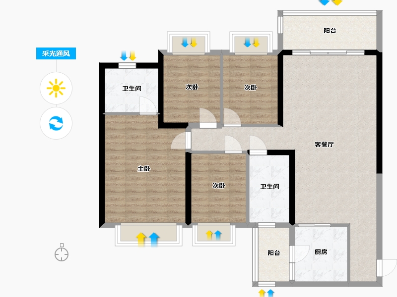 广东省-潮州市-潮州恒大城-108.00-户型库-采光通风