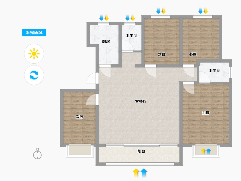 山东省-泰安市-春泽锦苑-120.00-户型库-采光通风