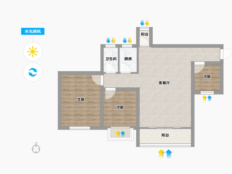 广东省-深圳市-凯丰花园-63.64-户型库-采光通风