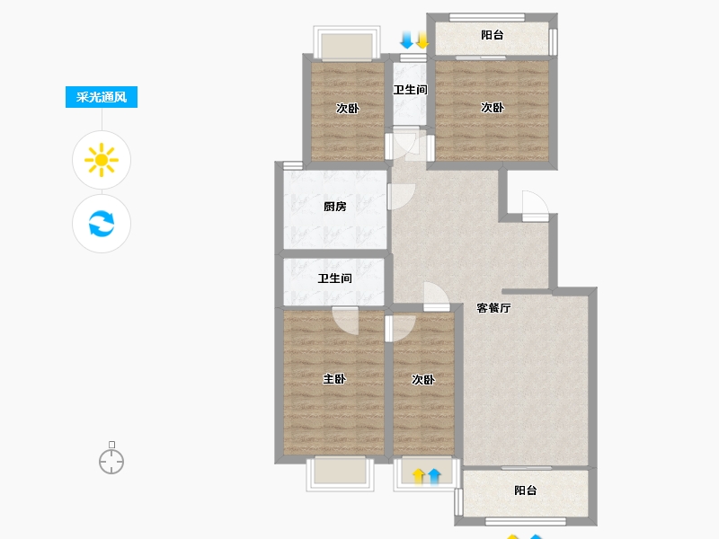 广东省-深圳市-碧荔花园-96.88-户型库-采光通风