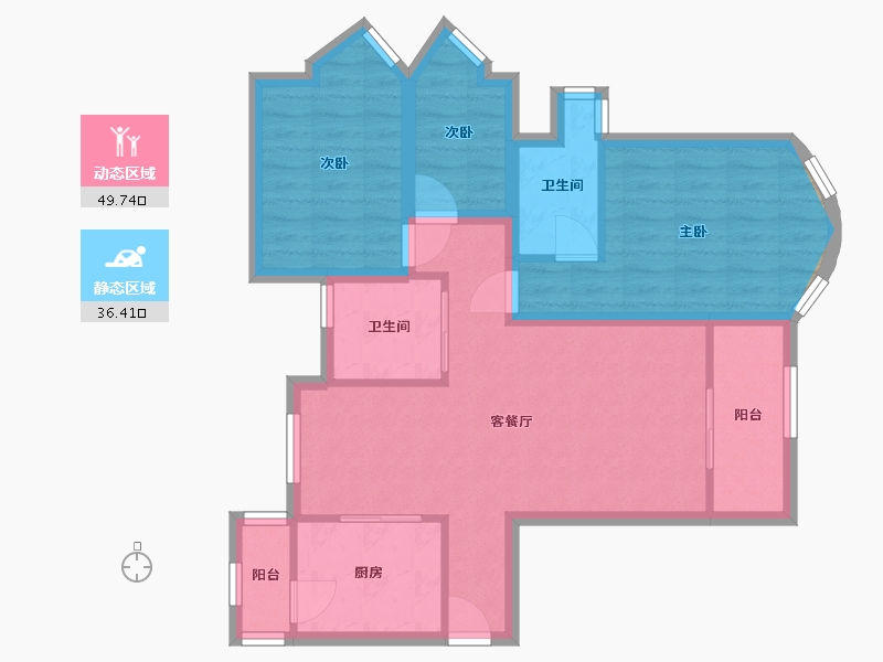 广东省-深圳市-金地海景花园A区-76.62-户型库-动静分区