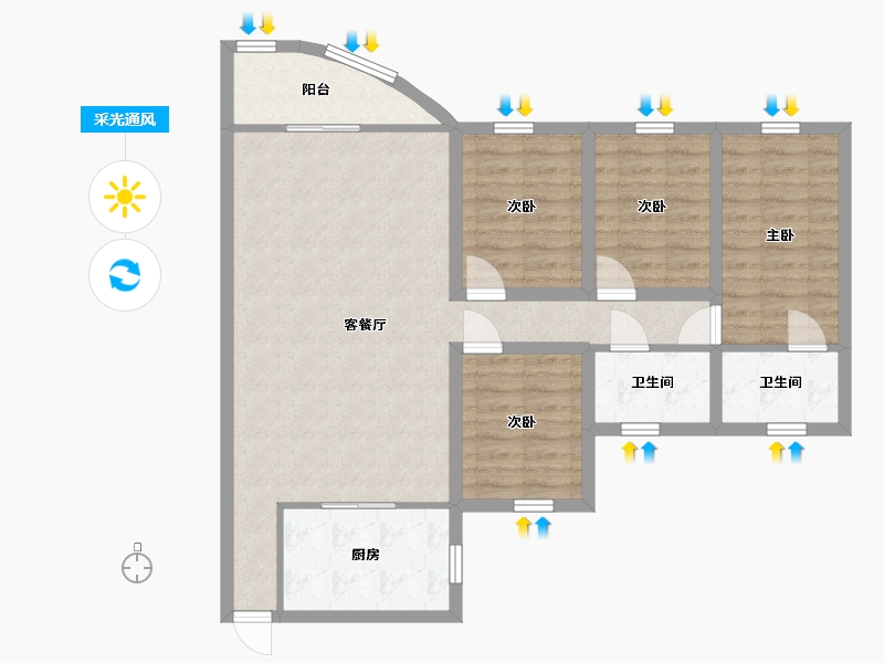 广东省-深圳市-天健阳光华苑-92.37-户型库-采光通风