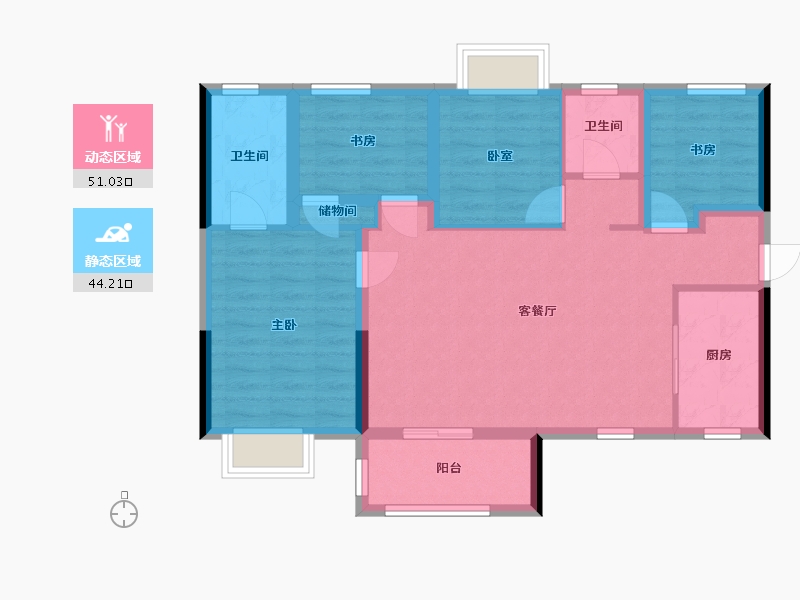 广东省-广州市-保利时代凤鸣花园-84.80-户型库-动静分区