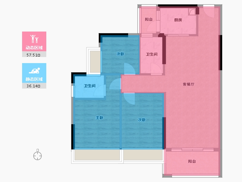 广东省-河源市-霸王花东城国际-84.66-户型库-动静分区