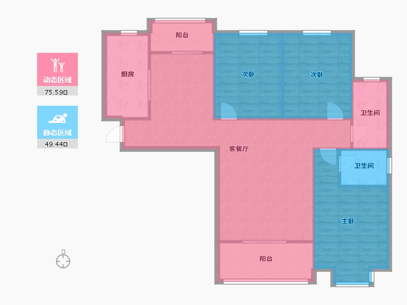 陕西省-西安市-庆华长安家园-115.10-户型库-动静分区