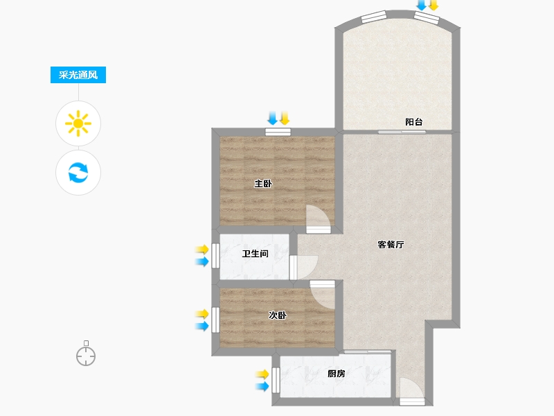 广东省-深圳市-碧华庭居-64.62-户型库-采光通风