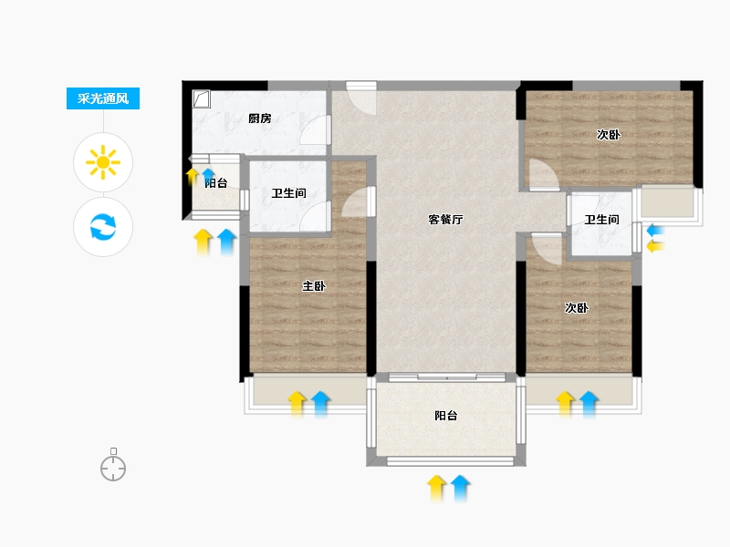 广东省-河源市-霸王花东城国际-92.52-户型库-采光通风