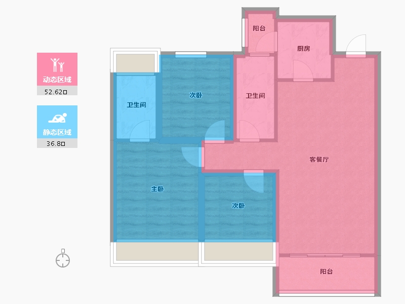 广东省-深圳市-天健公馆-79.64-户型库-动静分区