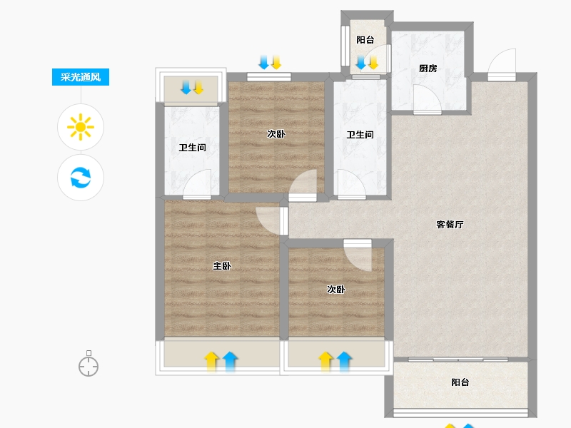 广东省-深圳市-天健公馆-79.64-户型库-采光通风