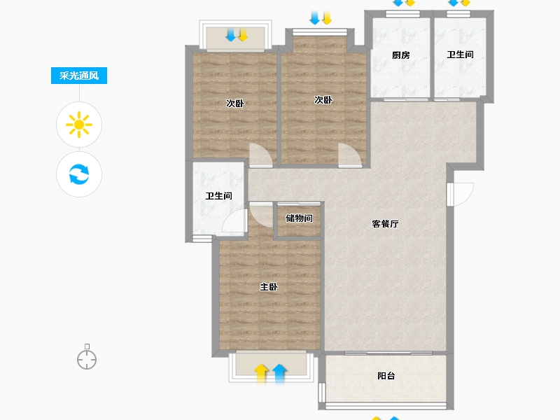 上海-上海市-万邦都市花园-93.00-户型库-采光通风