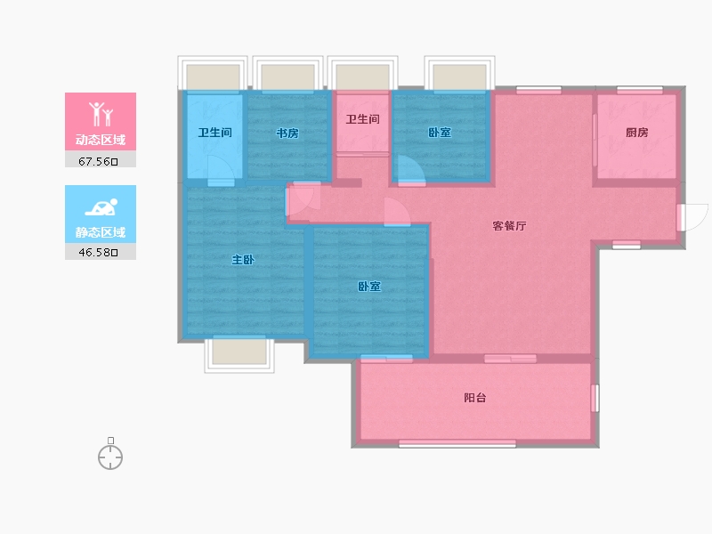 湖南省-邵阳市-邵阳碧桂园翘楚棠-113.60-户型库-动静分区