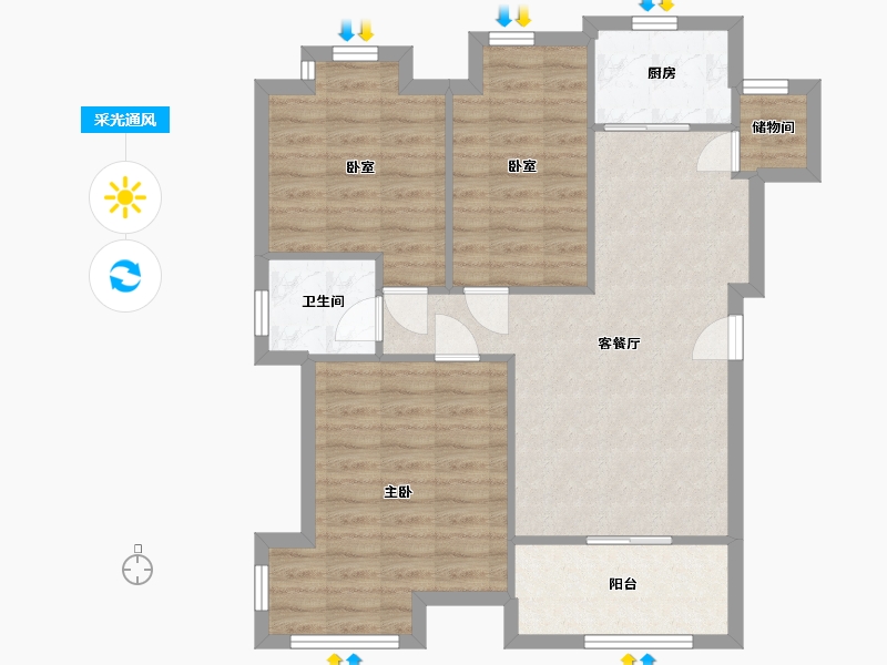 湖南省-长沙市-润芳园-74.03-户型库-采光通风