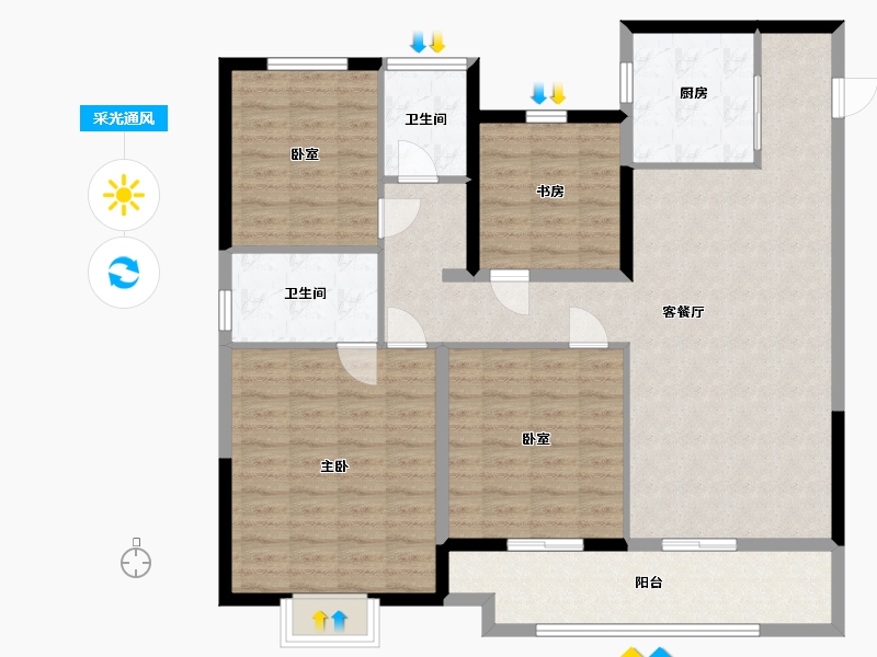 江苏省-南京市-德信星宸实景示范区-101.60-户型库-采光通风