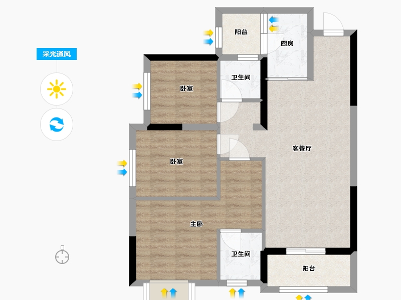 贵州省-遵义市-共青大道凯莱国际三期-82.09-户型库-采光通风