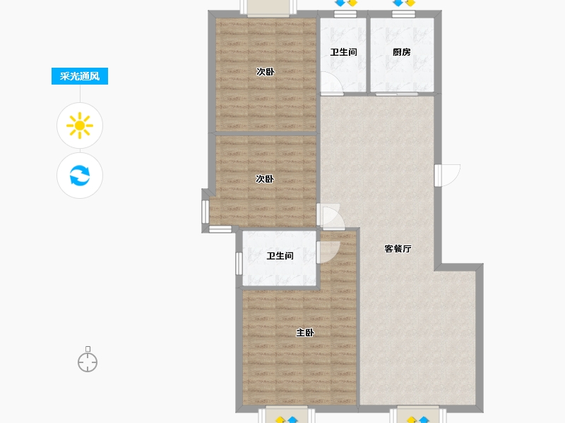 辽宁省-沈阳市-金地名京-北区-95.20-户型库-采光通风