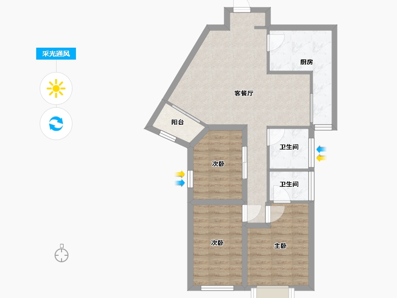 广东省-深圳市-天安高尔夫海景花园(天安高尔夫花园二期)-67.89-户型库-采光通风