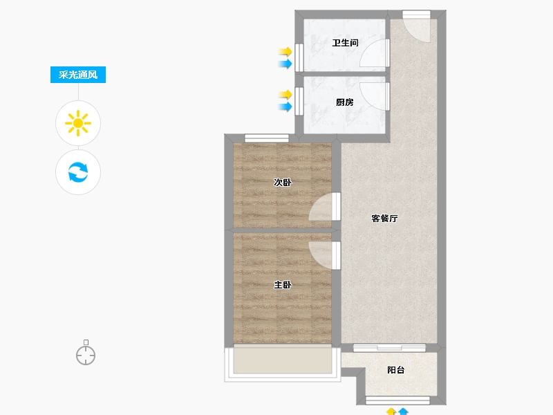 浙江省-杭州市-才栖名居-55.40-户型库-采光通风