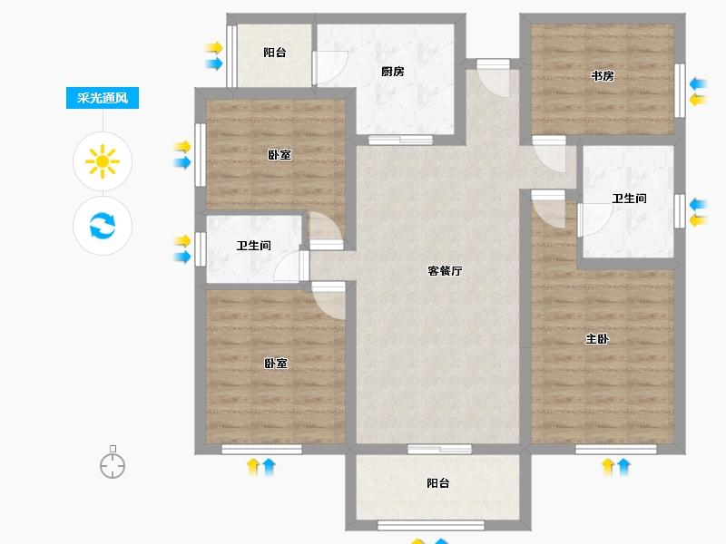 四川省-资阳市-云端金城蓝湾-110.00-户型库-采光通风