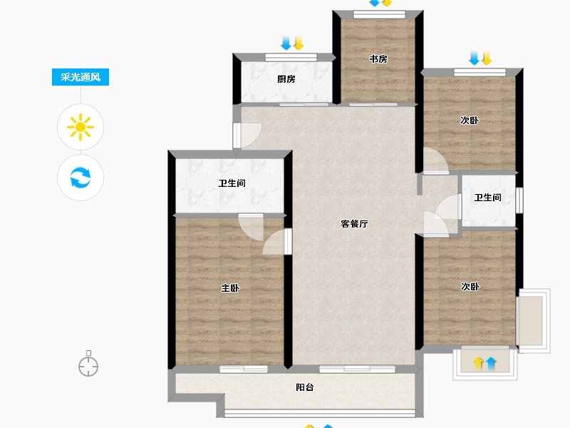 浙江省-宁波市-旭海苑-97.22-户型库-采光通风