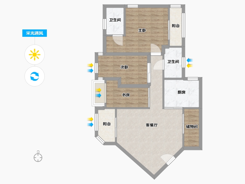 广东省-深圳市-长怡花园-70.05-户型库-采光通风