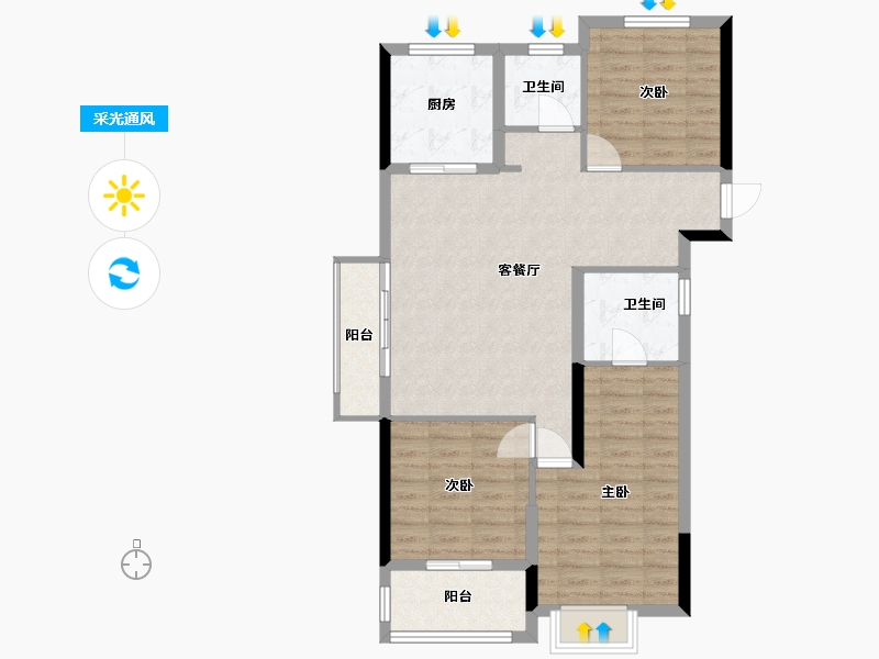 浙江省-温州市-祥和锦园-96.00-户型库-采光通风