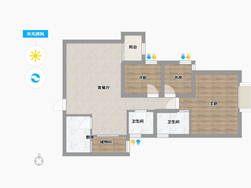 广东省-深圳市-星河雅居-62.62-户型库-采光通风