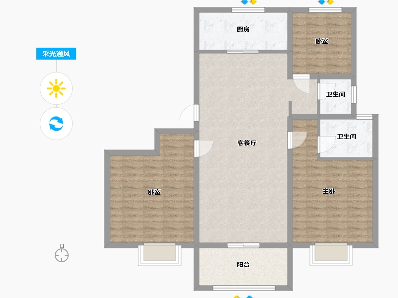 山西省-运城市-嘉和苑-104.00-户型库-采光通风