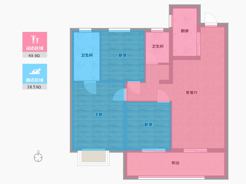 江苏省-南京市-万科都荟启境-82.81-户型库-动静分区