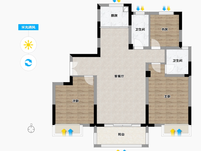 浙江省-嘉兴市-新城花苑二期-100.70-户型库-采光通风