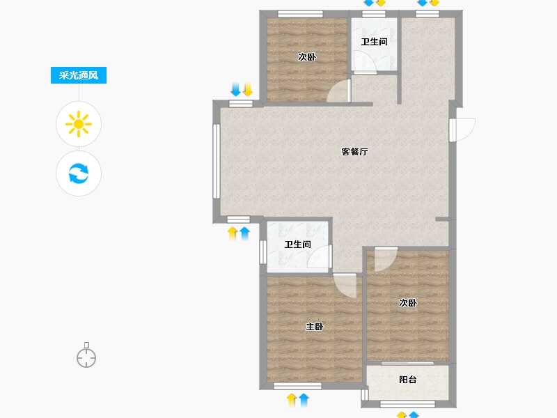 福建省-福州市-世茂云境-84.00-户型库-采光通风