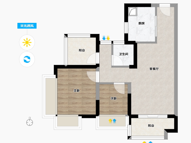 广东省-佛山市-保利时光印象-55.13-户型库-采光通风