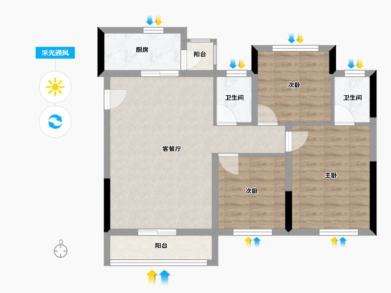 四川省-乐山市-和喜玖熙府-74.45-户型库-采光通风