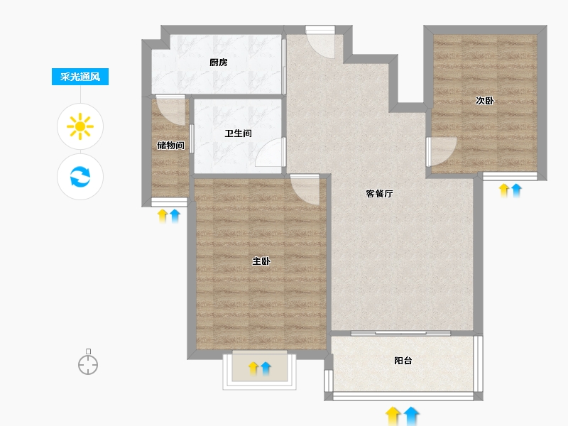 河南省-开封市-晋开御景湾-74.00-户型库-采光通风