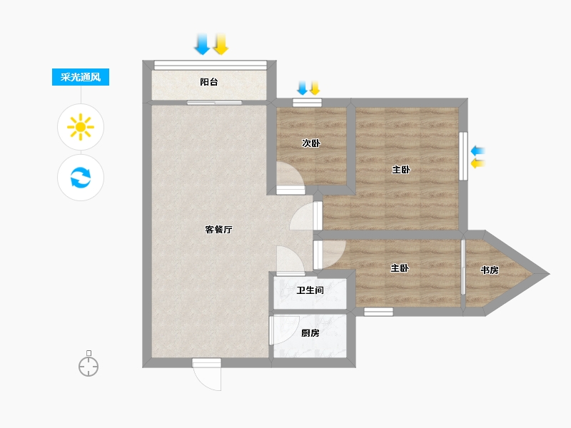 广东省-深圳市-祥云天都世纪-55.80-户型库-采光通风