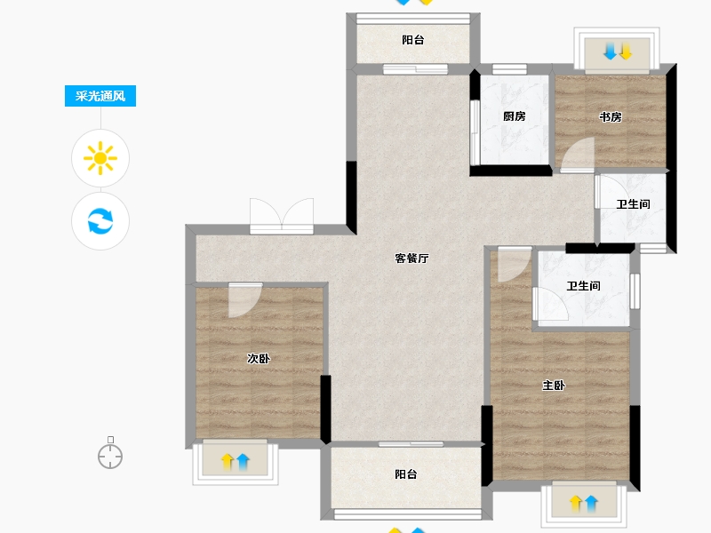 湖北省-随州市-广水花家地-82.70-户型库-采光通风