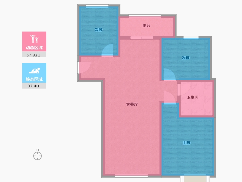 内蒙古自治区-包头市-恒大翡翠华庭-85.25-户型库-动静分区