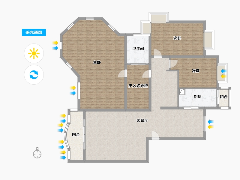 山西省-朔州市-御龙苑-128.00-户型库-采光通风