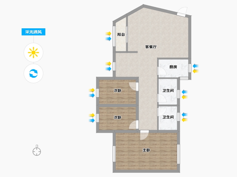 广东省-深圳市-百花公寓二期-86.38-户型库-采光通风