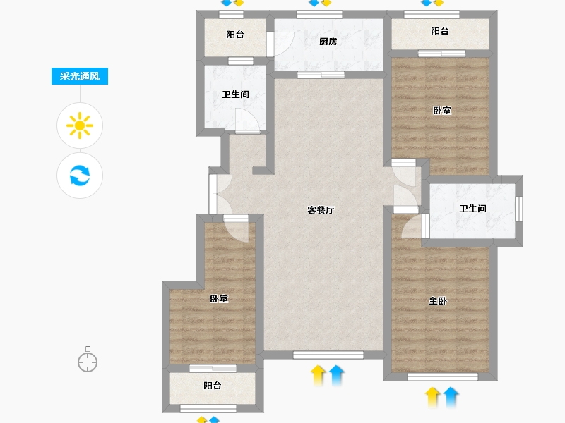 宁夏回族自治区-银川市-公园华府-99.60-户型库-采光通风