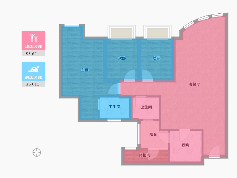 广东省-深圳市-东海花园(二期)-81.82-户型库-动静分区