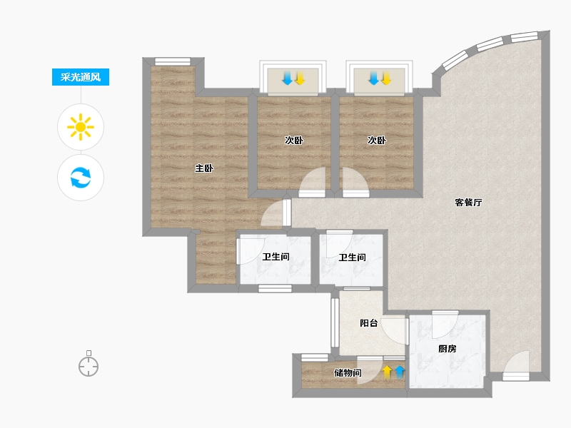 广东省-深圳市-东海花园(二期)-81.82-户型库-采光通风