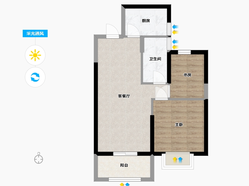 湖北省-武汉市-保利城-60.00-户型库-采光通风