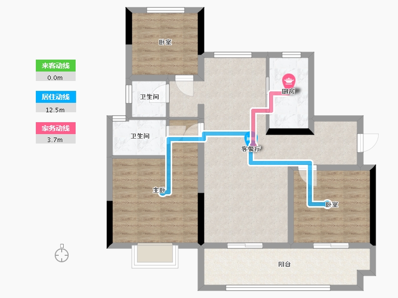 安徽省-芜湖市-碧桂园黄金时代-92.83-户型库-动静线