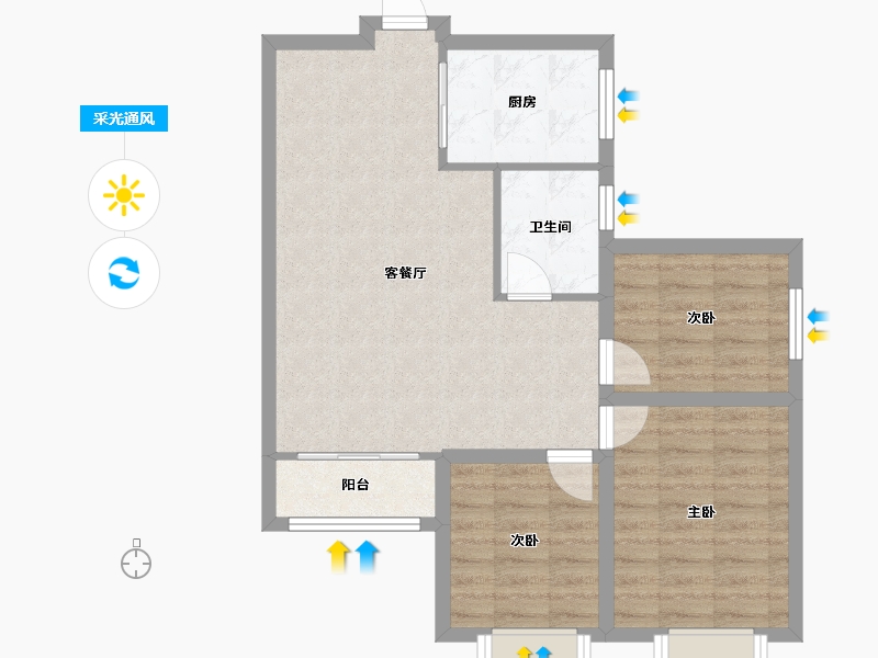 广东省-深圳市-银泰苑-70.37-户型库-采光通风