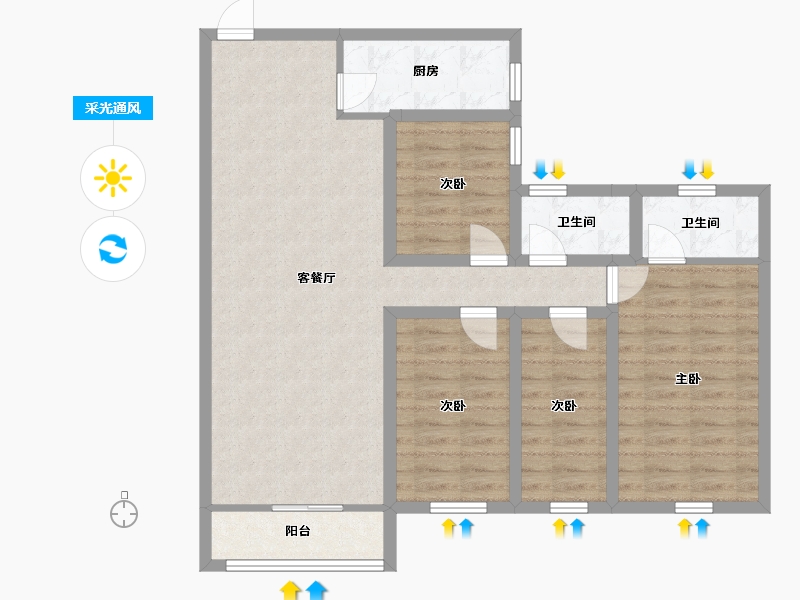 广东省-深圳市-天健阳光华苑-93.69-户型库-采光通风