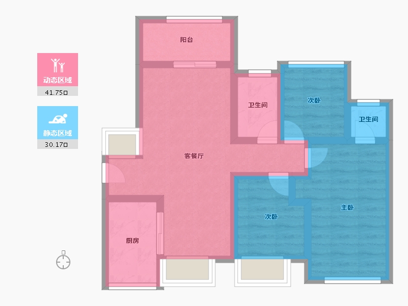 广东省-深圳市-中粮云景花园(南区)-62.20-户型库-动静分区